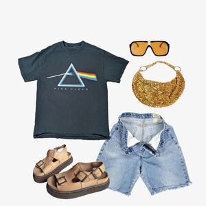 2000s Pink Floyd Band T-shirt Black Oversized Long Y2K